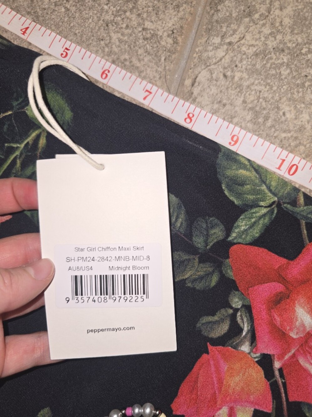 NWT Peppermayo SET Floral Camisole Maxi Skirt Black Red Roses SMALL Evening Top - Picture 11 of 16